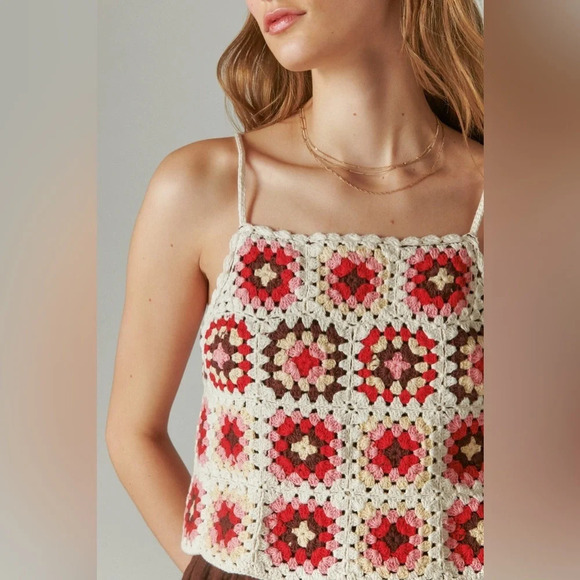 Lucky Brand Crochet‎ Romper - Size M - Pink Granny Square - NWT - Picture 4 of 15